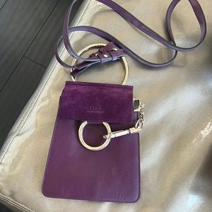 AUTHENTIC Chloe Dark purple  Leather and Suede Mini Faye Crossbody Bag